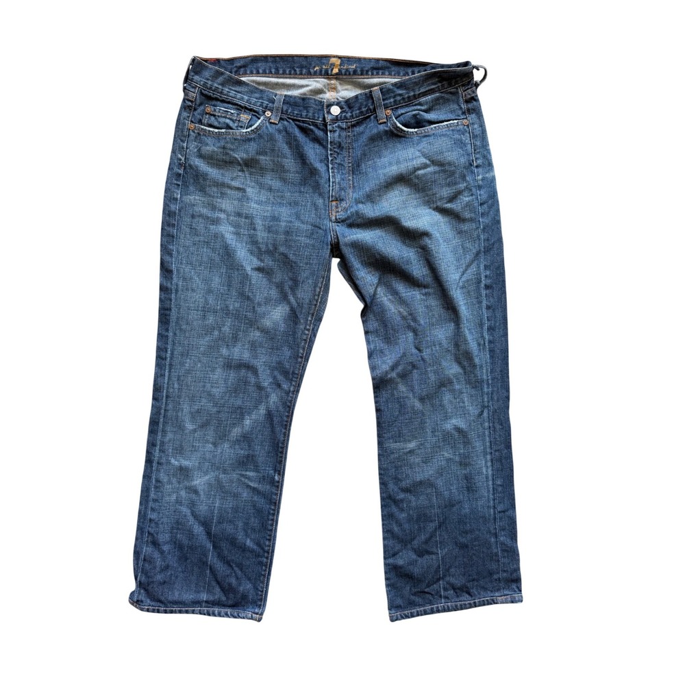 7 For All Mankind A Pocket Jeans Mens 38 Blue Medium Wash Straight Leg T530061U - Picture 2 of 9